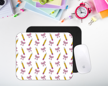 Load image into Gallery viewer, Pink Bows and Pencil Rows Mouse Pad
