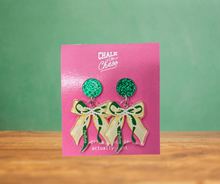 Load image into Gallery viewer, Panther Pride Bow Earrings
