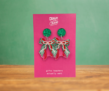 Load image into Gallery viewer, Preppy Christmas Bow Earrings
