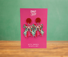 Load image into Gallery viewer, Preppy Christmas Bow Earrings
