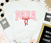 Load image into Gallery viewer, Gingham Para Bow Tee

