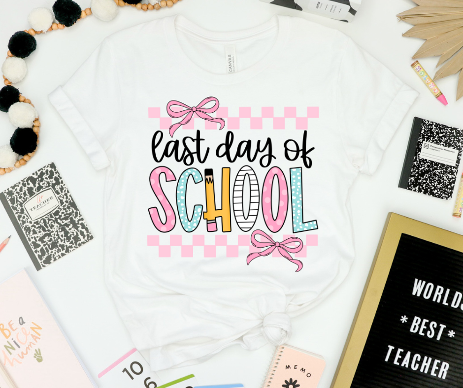 Last Day of School Pink Checkered